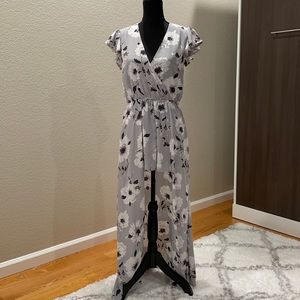 Grey Floral Maxi Romper